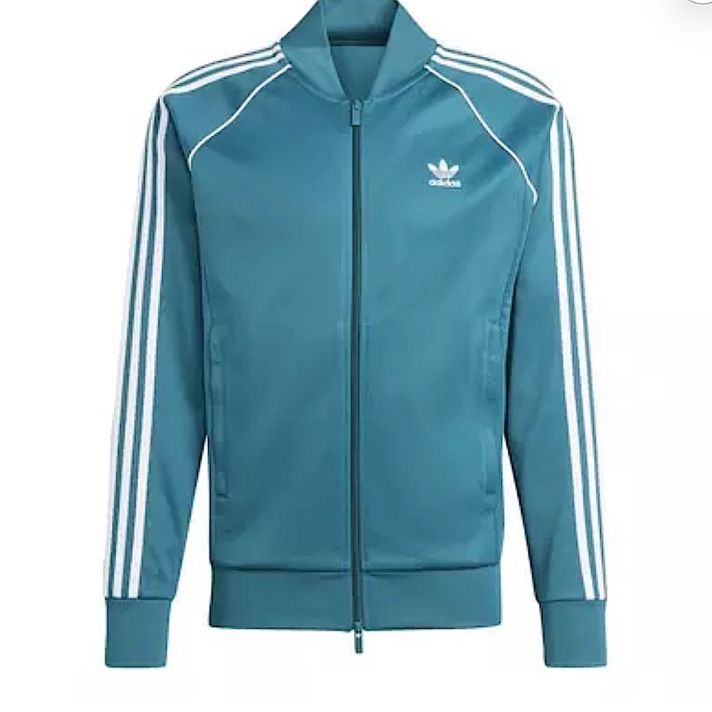 Adidas Blue Lightweight Shirt Jacket with Retro Stripes
